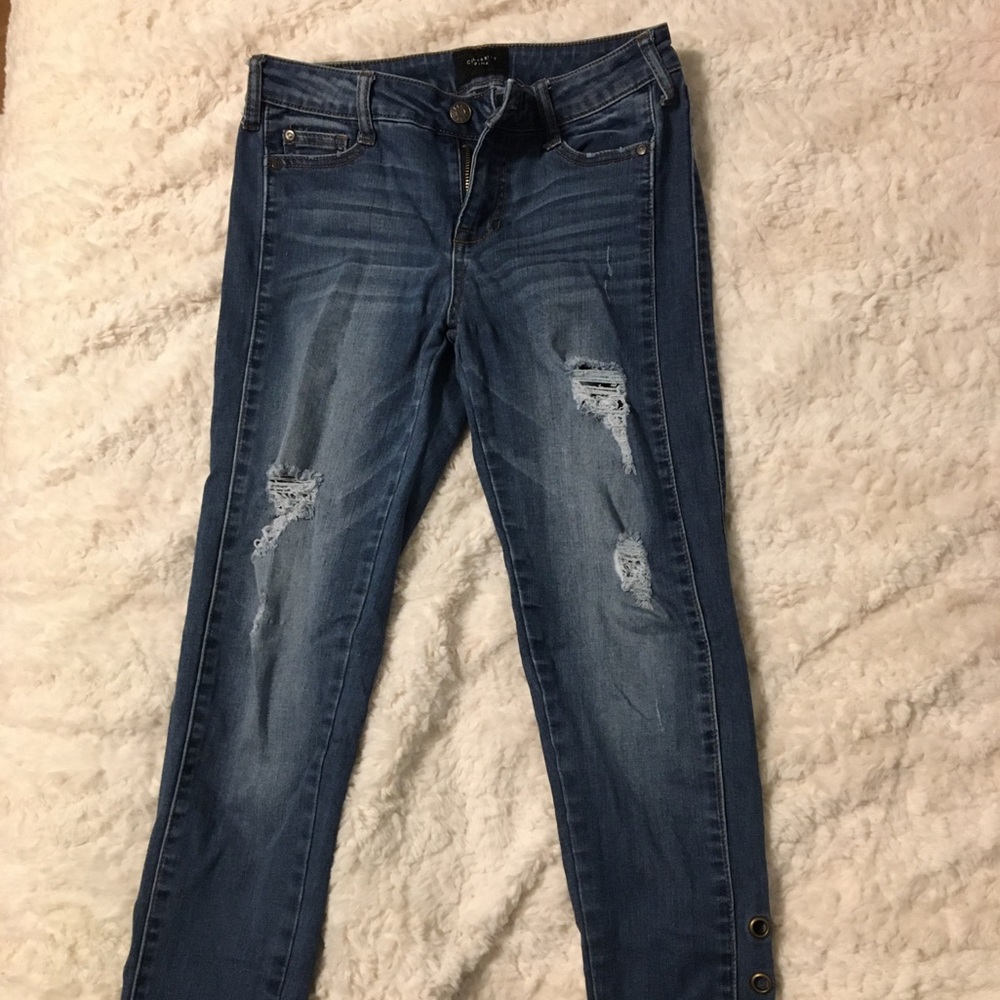 Celebrity Pink Mid Rise Ankle Skinny Jeans W Loops